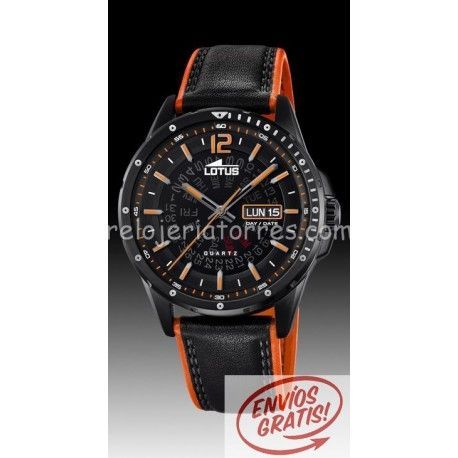 Reloj Lotus de hombre deportivo cronógrafo en negro, con correa de