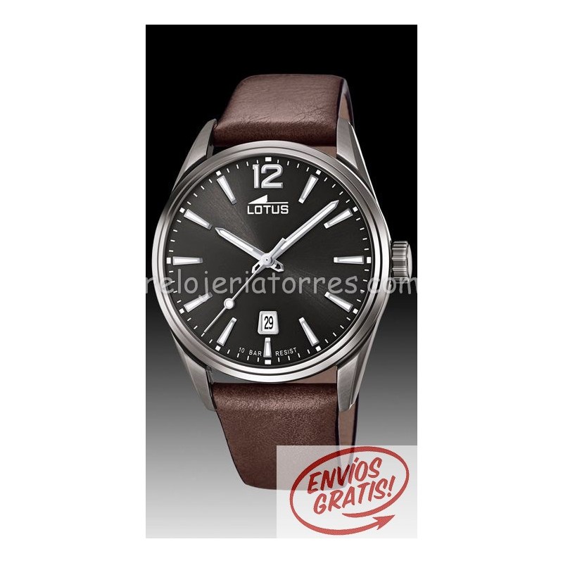 Reloj Lotus Hombre Esfera negra 42mm Correa piel marrón 18685/2